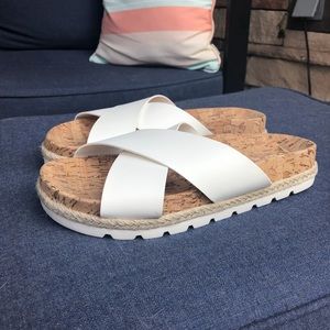 Esprit white criss cross slip on slider sandals New